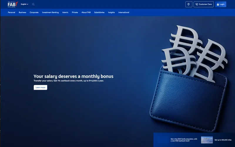 First Abu Dhabi Bank — website screenshot